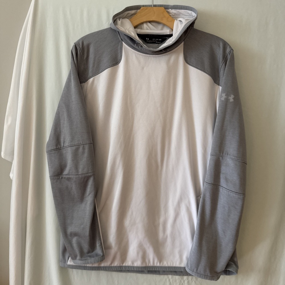 Under Armour ColdGear Reactor Hoodie Mens XXL Gray Performance Fleece Pullover